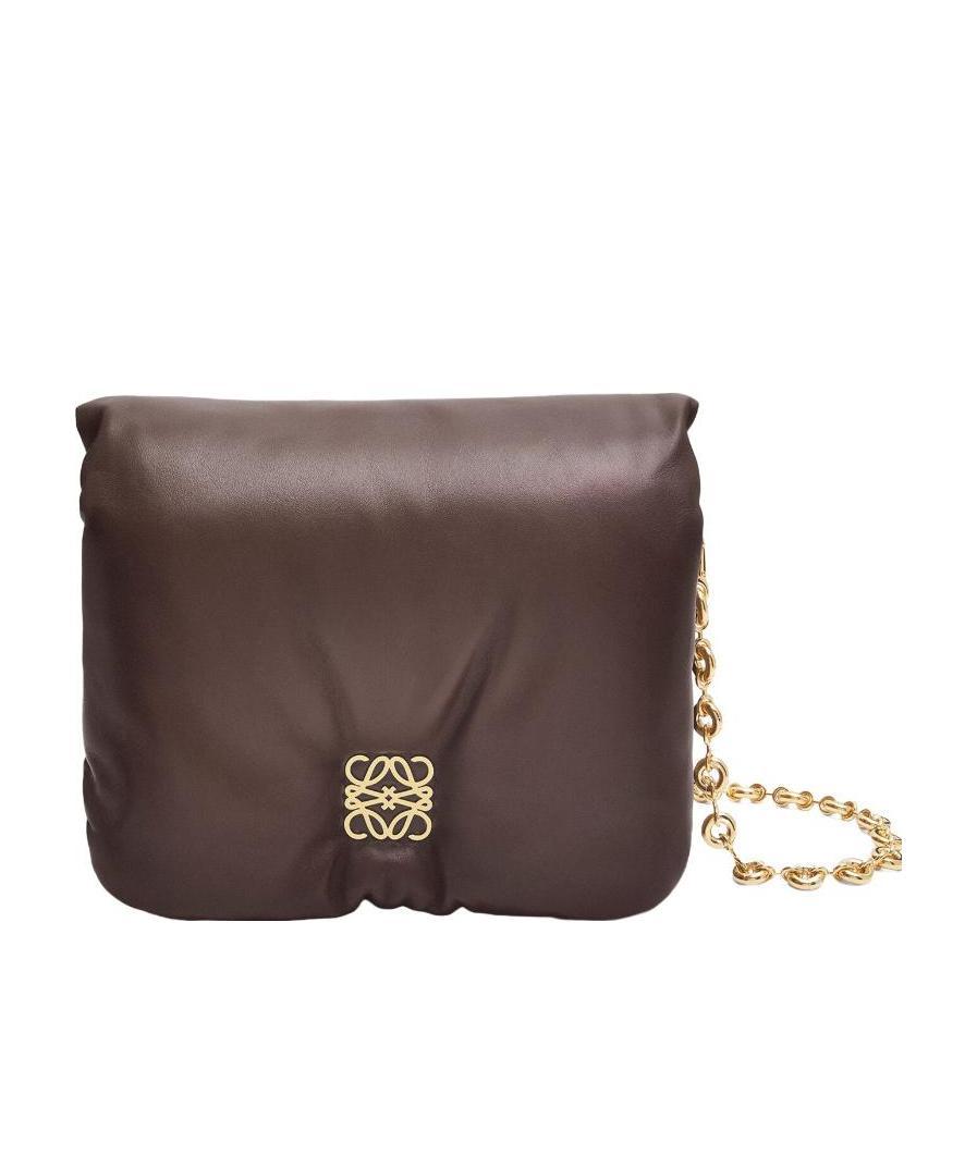 Loewe Puffer Goya Bag In Shiny Nappa Lambskin In Brown