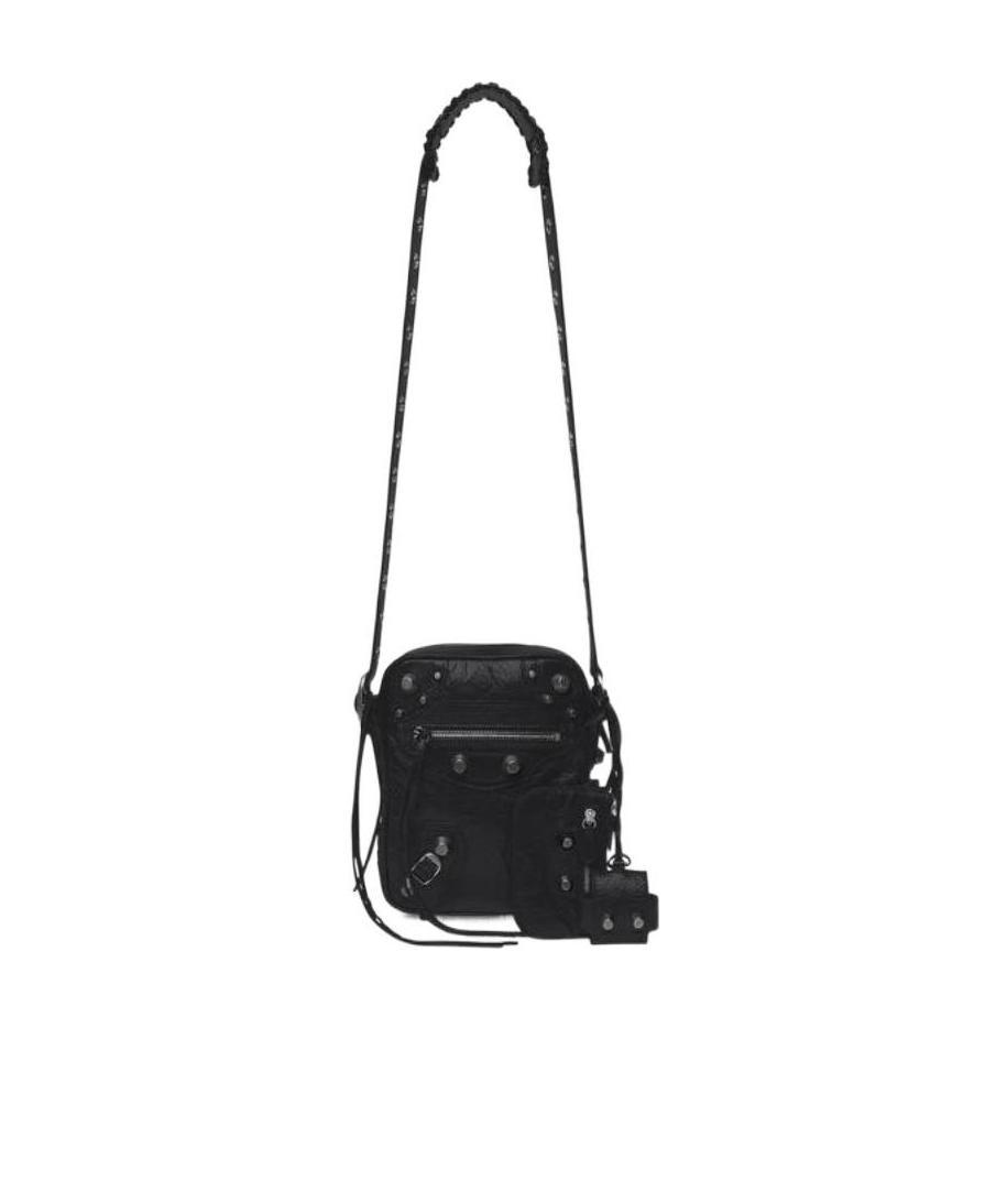 Balenciaga Le Cagole Embellished Textured-leather Messenger Bag In Black