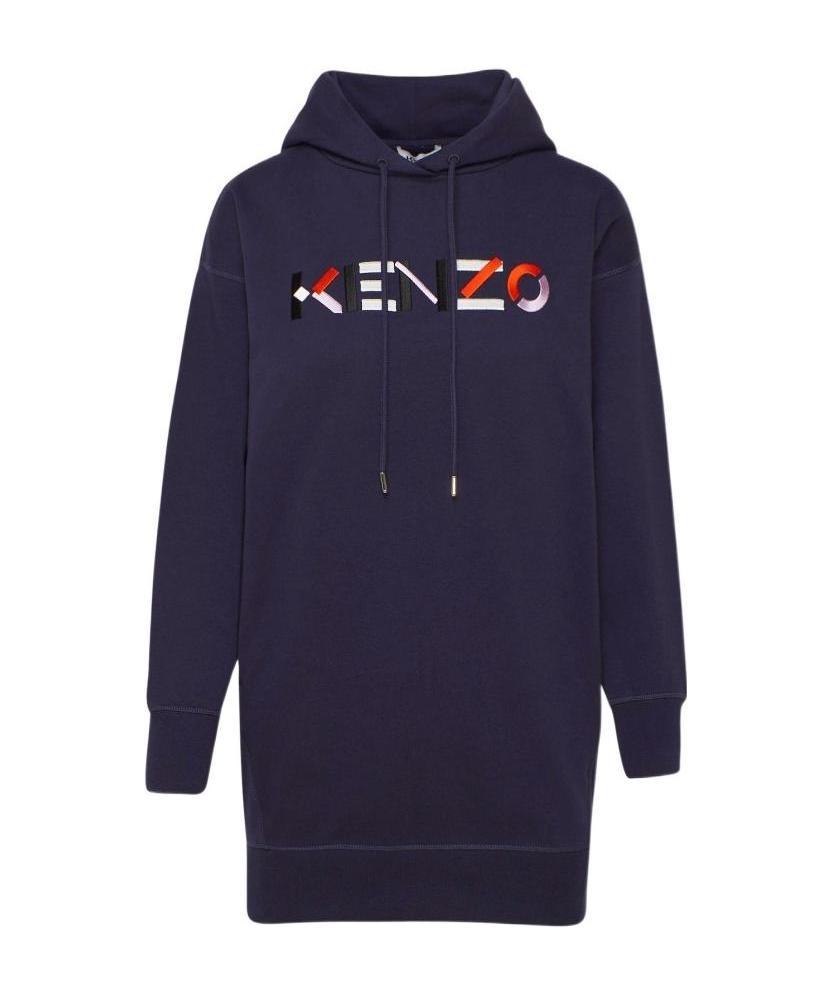 Kenzo Logo-embroidered Hoodie In Black