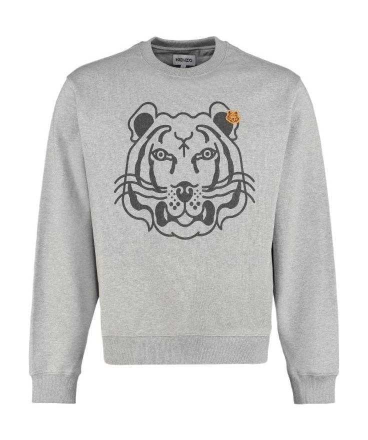 Kenzo Tiger-print Sweatshirt In Gray
