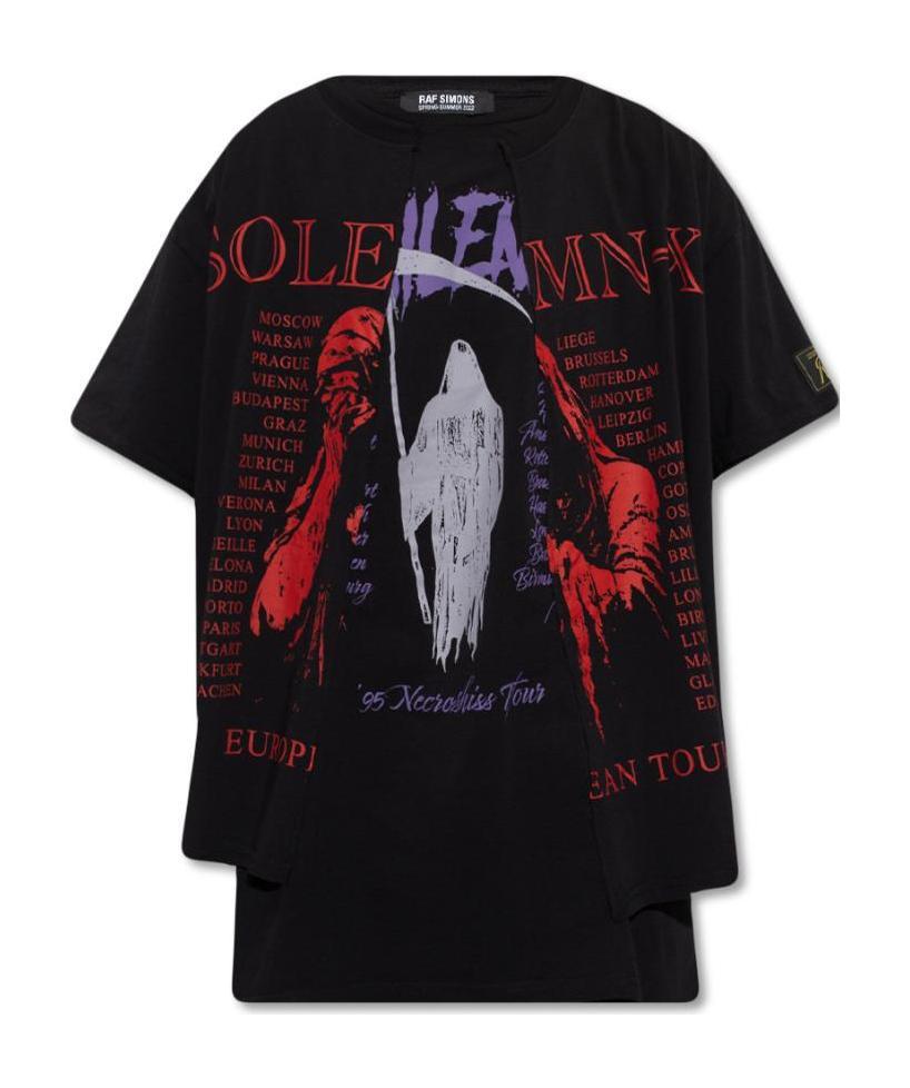 Raf Simons Graphic-print Layered T-shirt In Black