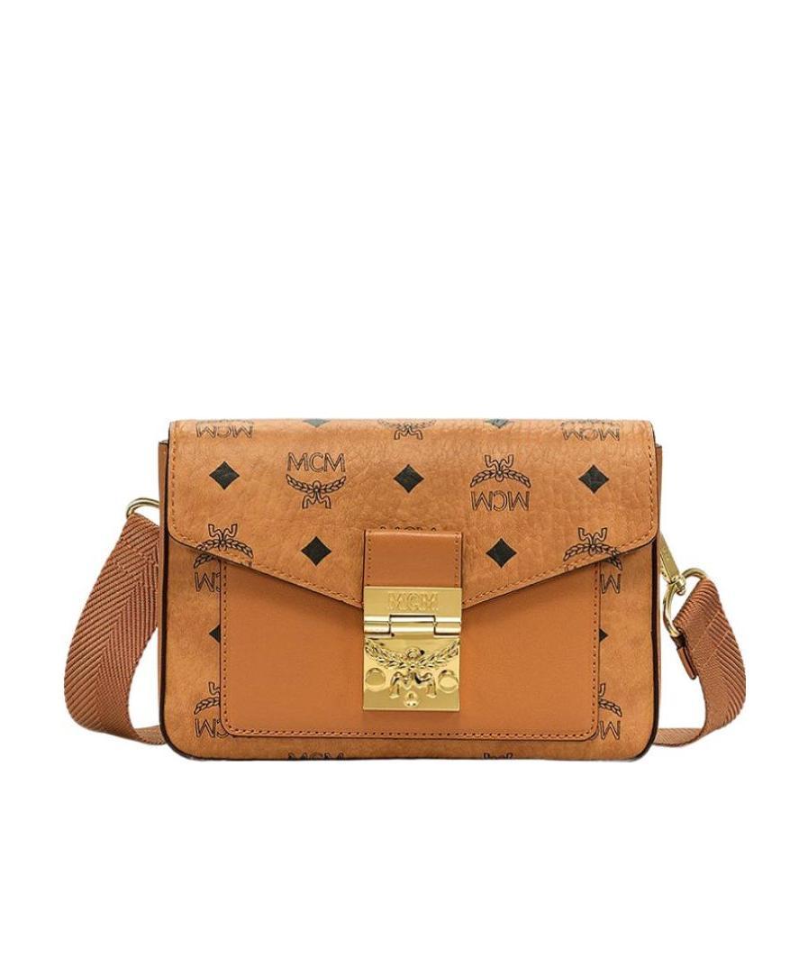 Mcm Millie Visetos Logo Printed Small Crossbody Bag In Brown