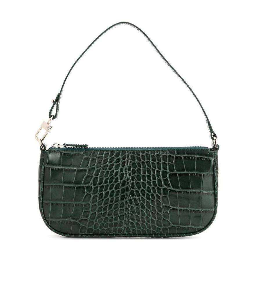 By Far Crocodile-effect Shoulder Bag In White