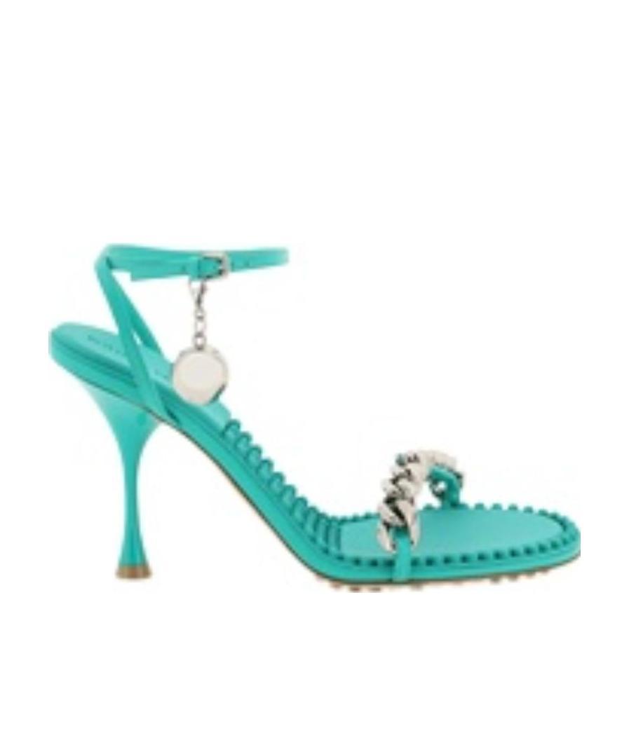 Bottega Veneta Leather Sandali With Chain Detail And Statement Charm In Green
