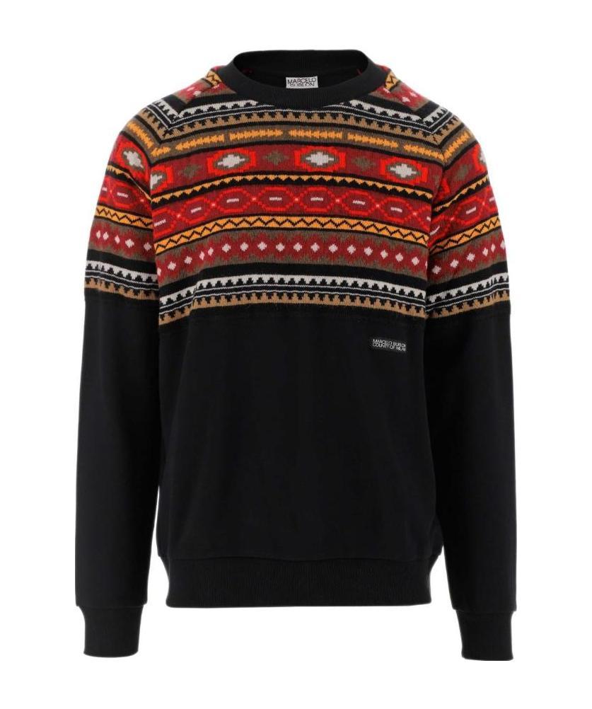 Marcelo Burlon County Of Milan Marcelo Burlon Felpa In Lana E Cotone In Black