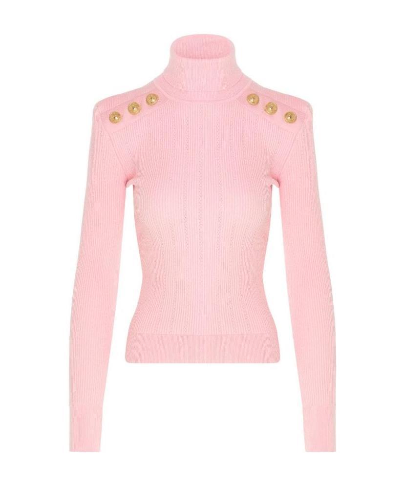 Balmain Ribbed-knit Jumper In Pink