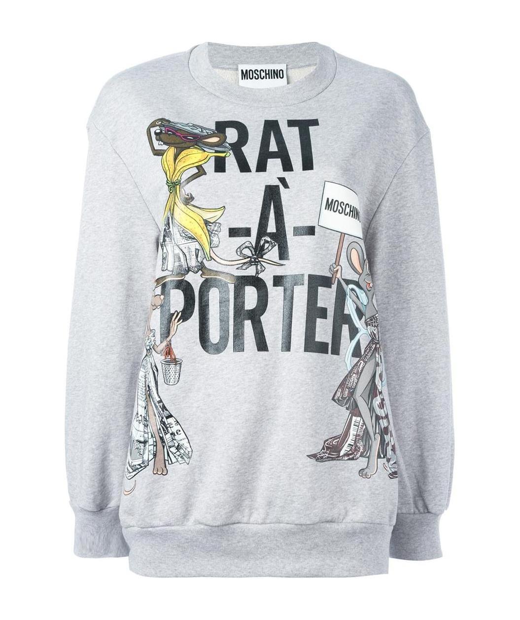 Moschino Printed Sports Sweater In Gray