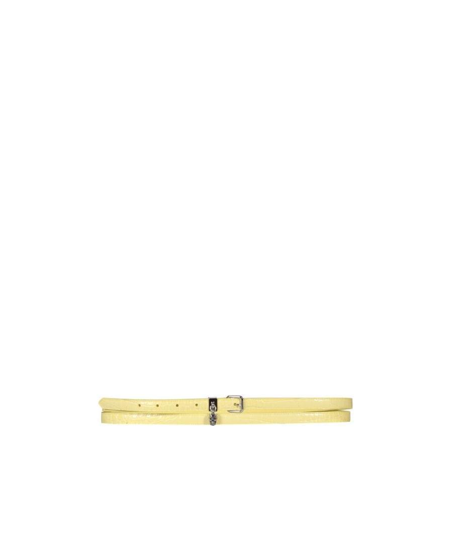 Alexander Mcqueen Double Belt With Skull And Pavè In Yellow