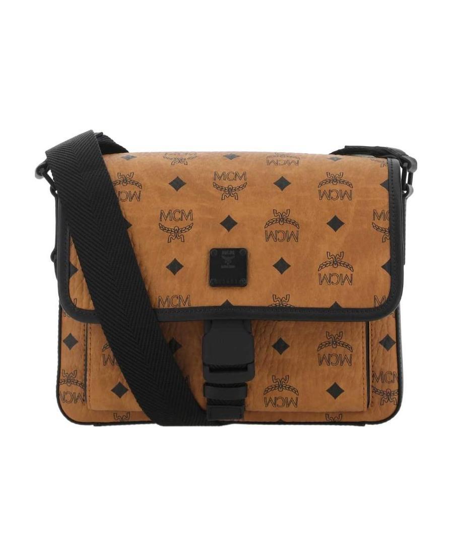 Mcm Klassik Logo Patch Small Messenger Bag In Brown