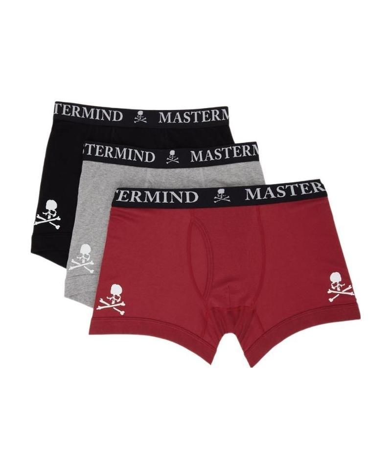 Mastermind Japan Three Pieces Of Logo Boxer Panties In Red