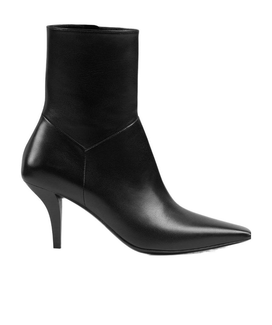 Gucci Squared Toe Malaga Leather Booties 7cm In Black