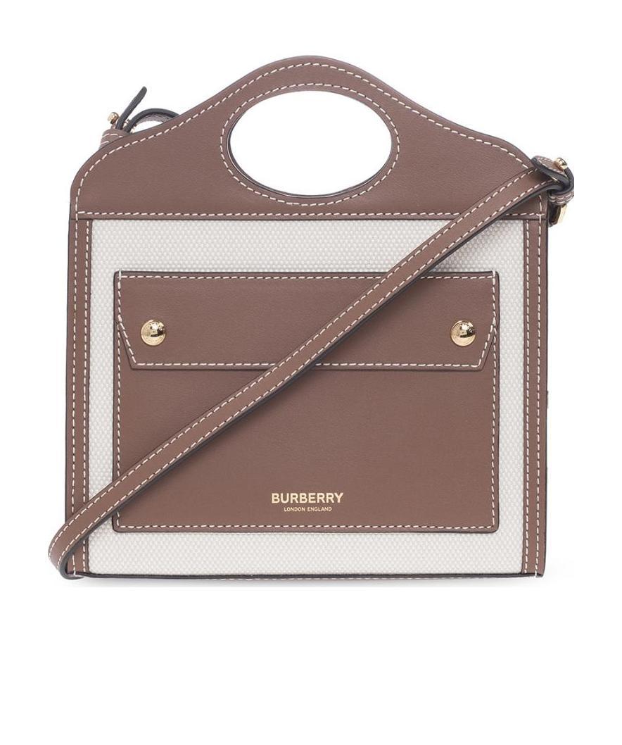 Burberry Logo-stamp Pocket Bag In Brown