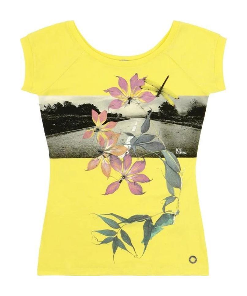 Shop Iceberg Printed T-shirt With Round Neck In Yellow