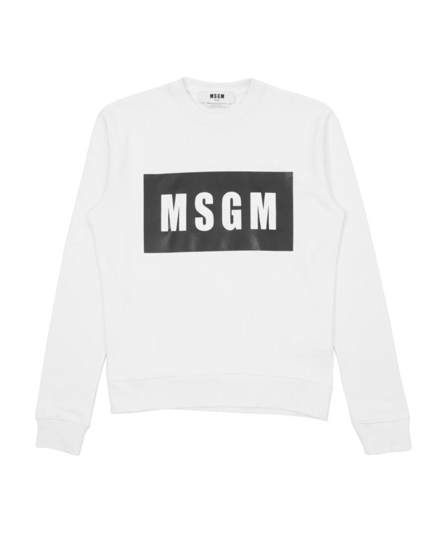 Msgm Logo Hoodie In White