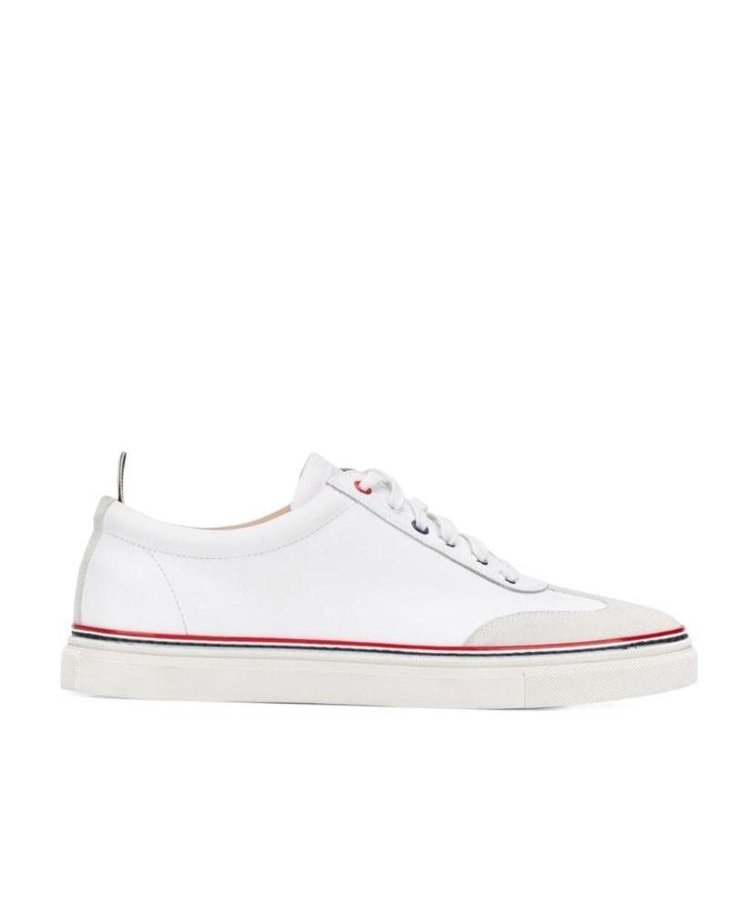 Thom Browne Low-top Leather Sneakers In White
