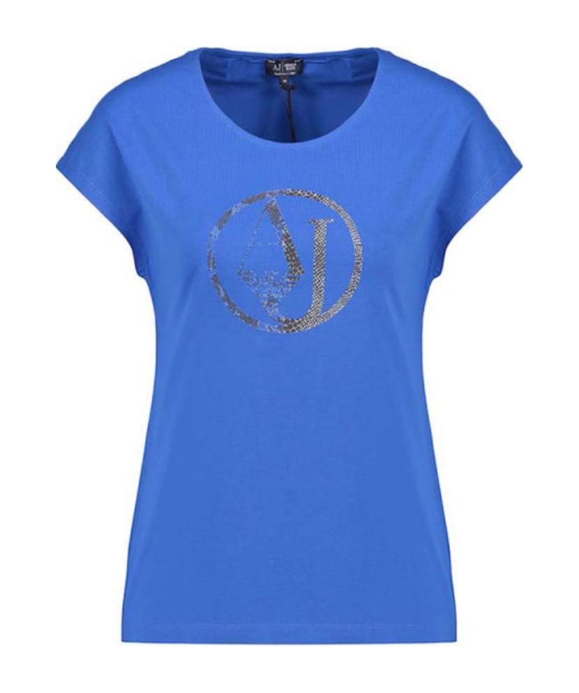 Armani Jeans Round-necked Logo T-shirt In Blue