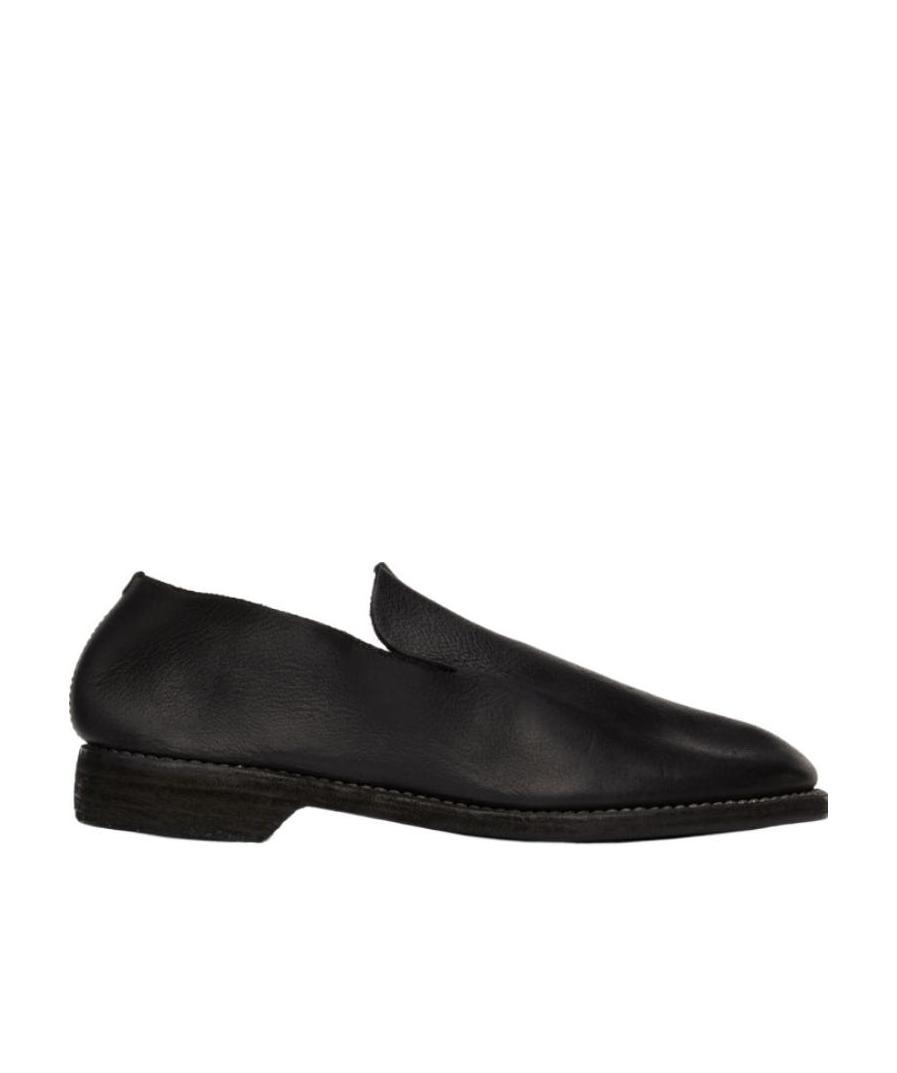 Guidi Grained Calfskin Loafer Shoes In Black