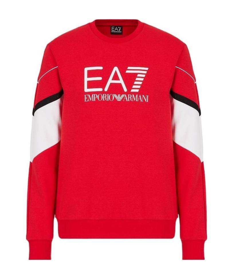 Ea7 Logo-print Striped-detail Sweatshirt In Red