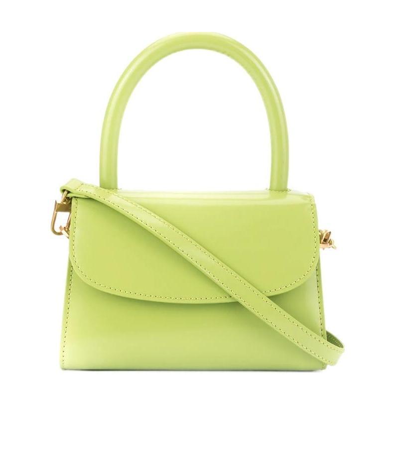 By Far Mini Patent Handbag In Green