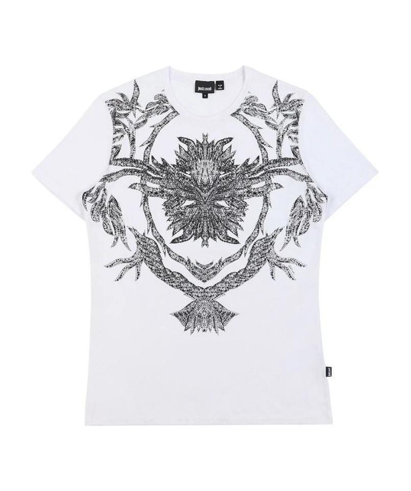 Just Cavalli T-shirt With Round Neck And Short Sleeves In White