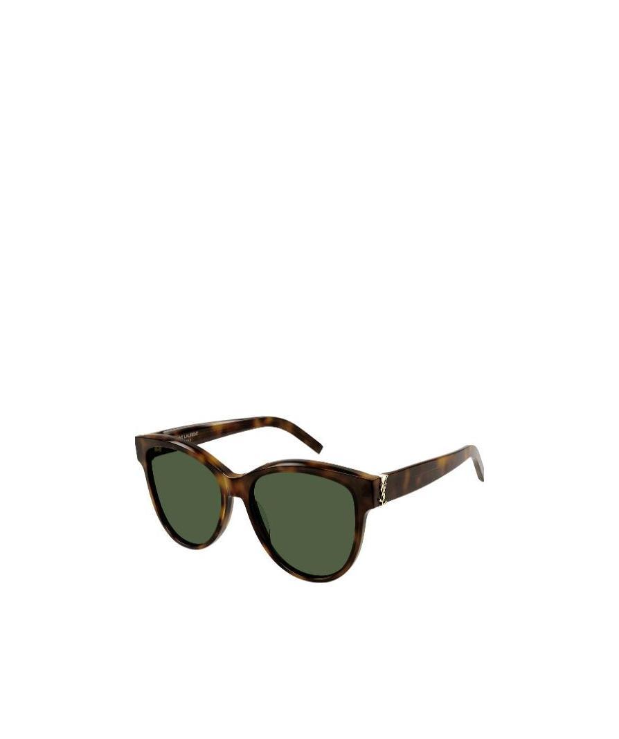 Saint Laurent Cat-eye Tortoiseshell Logo Sunglasses In Green