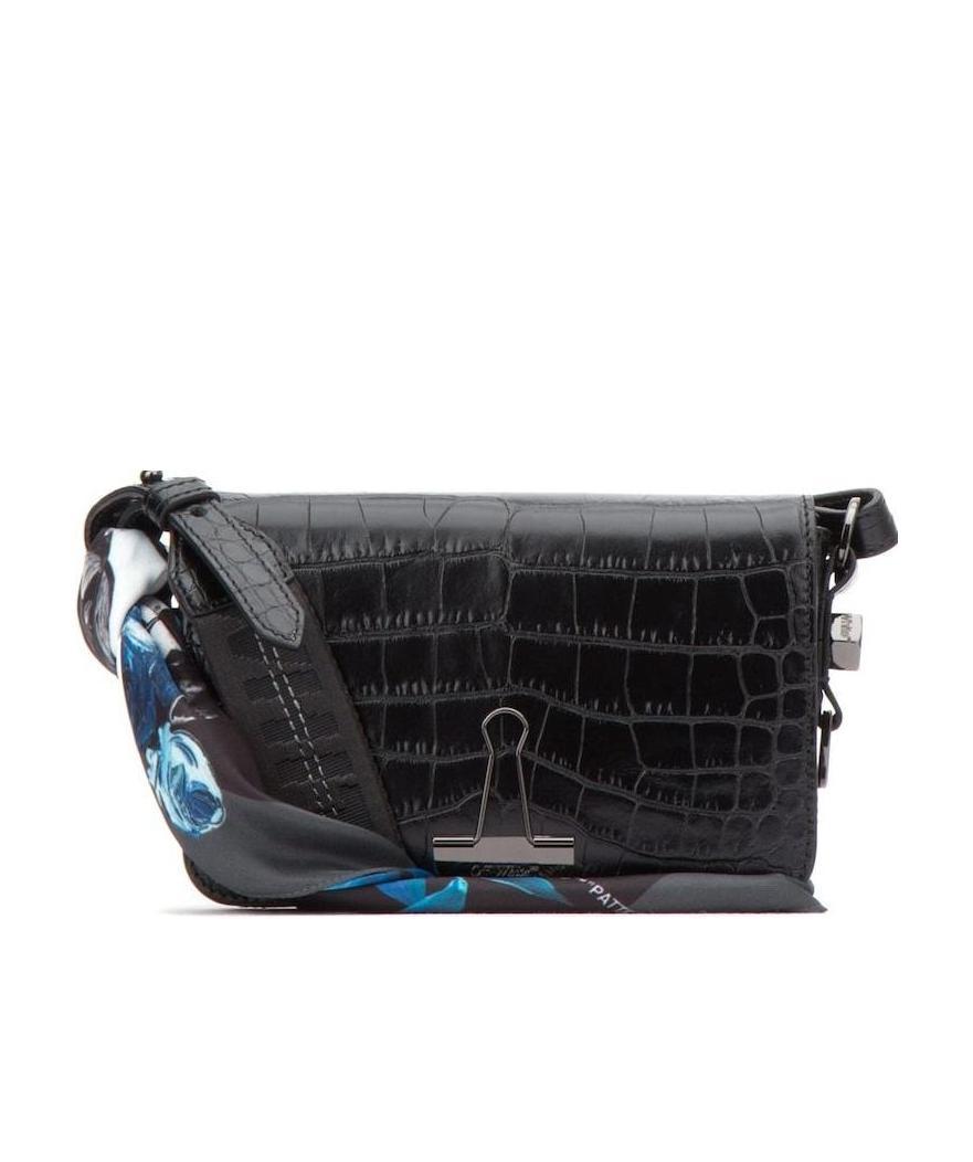 Off-white Crocodile Clip Satchel In Black