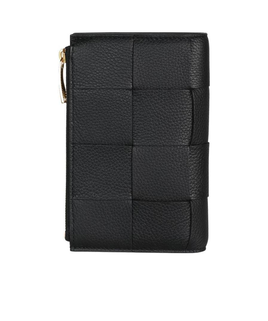 Bottega Veneta Intrecciato Bi-fold Leather Wallet In Black
