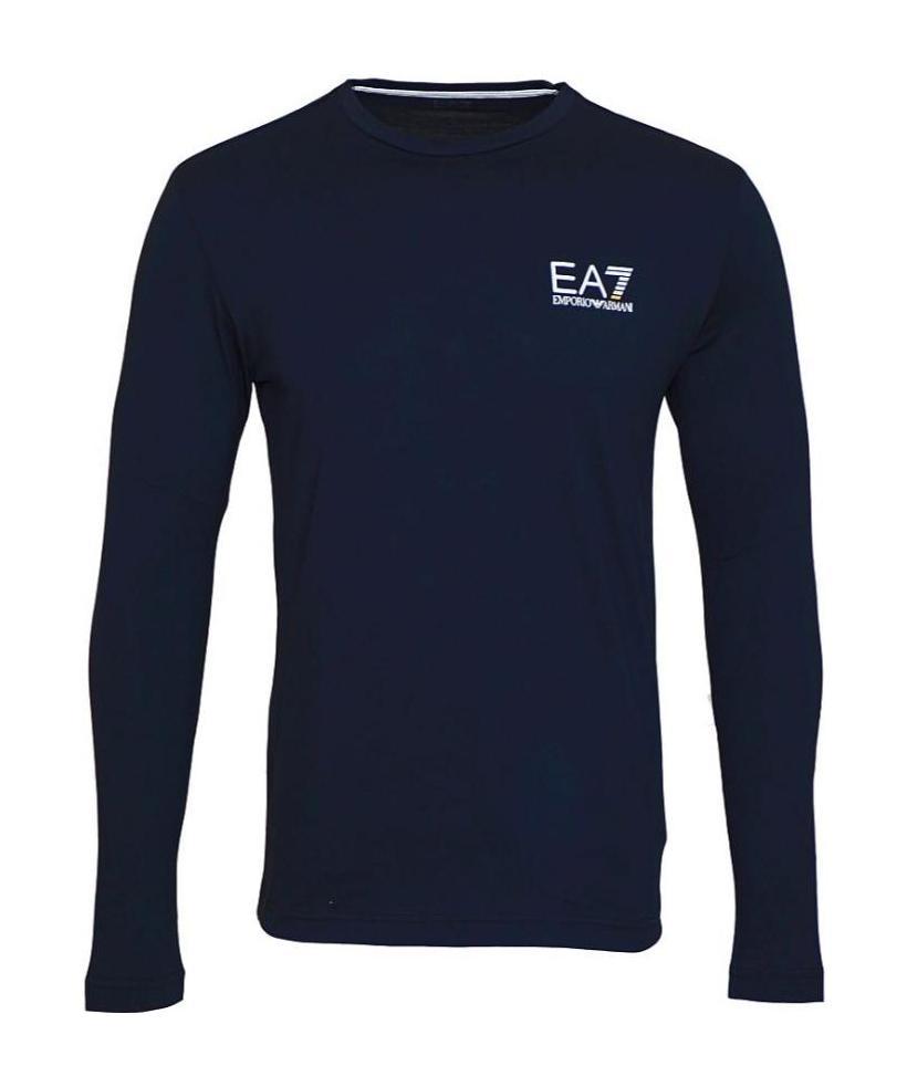 Ea7 Navy Blue Round-necked T-shirt In Black
