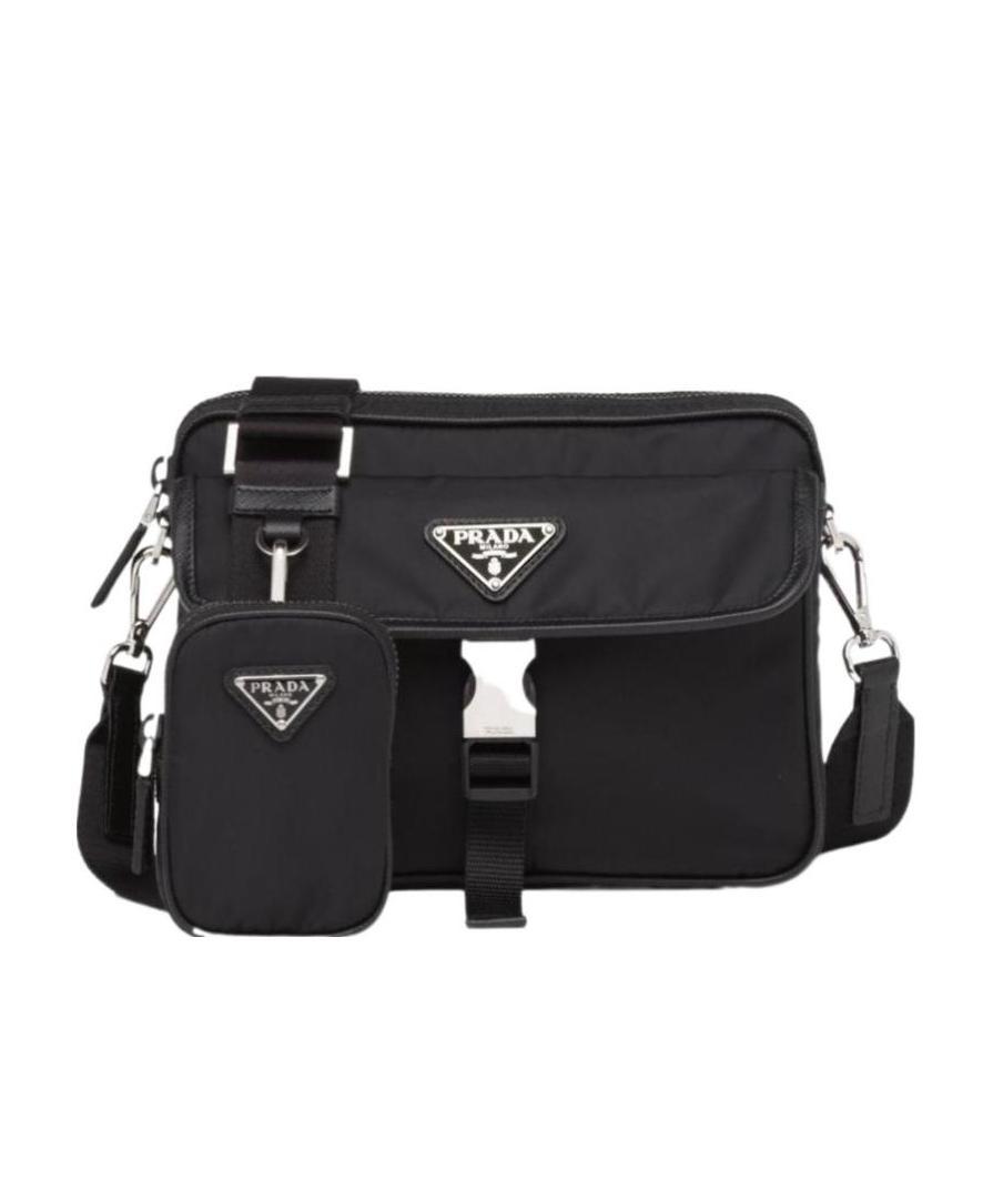 Prada Re-nylon And Saffiano Leather Shoulder Bag In Black