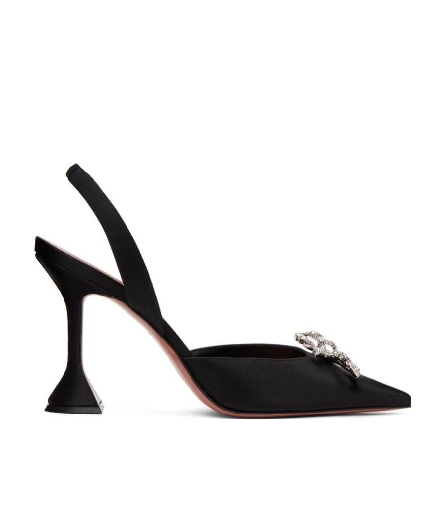 Amina Muaddi Womens Black Rosie Crystal-embellished Leather Sling-back Courts In Black