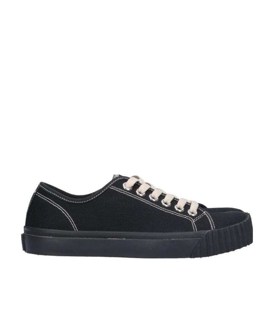 Maison Margiela 10mm Tabi Rubberized Canvas Sneakers In Black