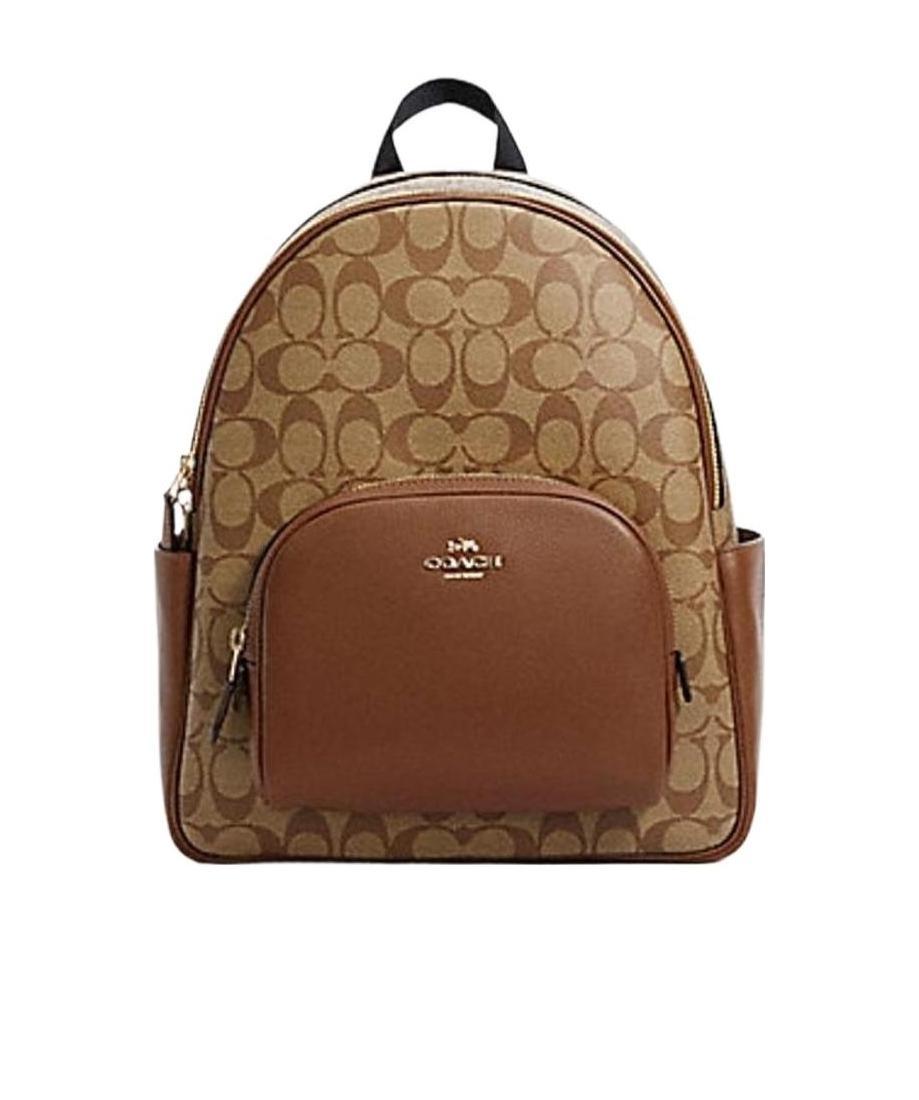 Shop Coach Logo Details Backpack In Brown