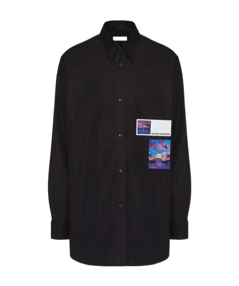 Valentino Water Nights Patches Shirt In Blue