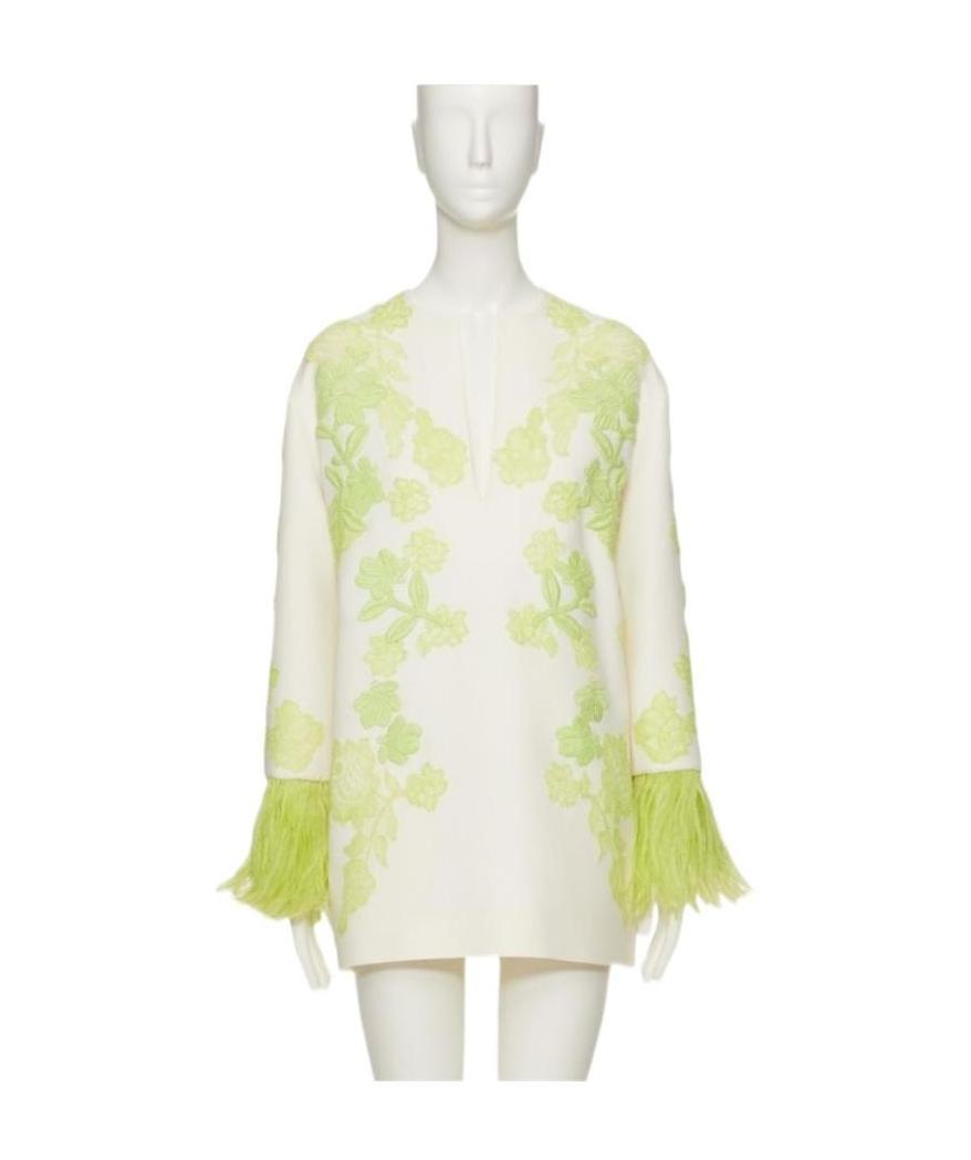 Valentino Long-sleeved Mini Dress In Green