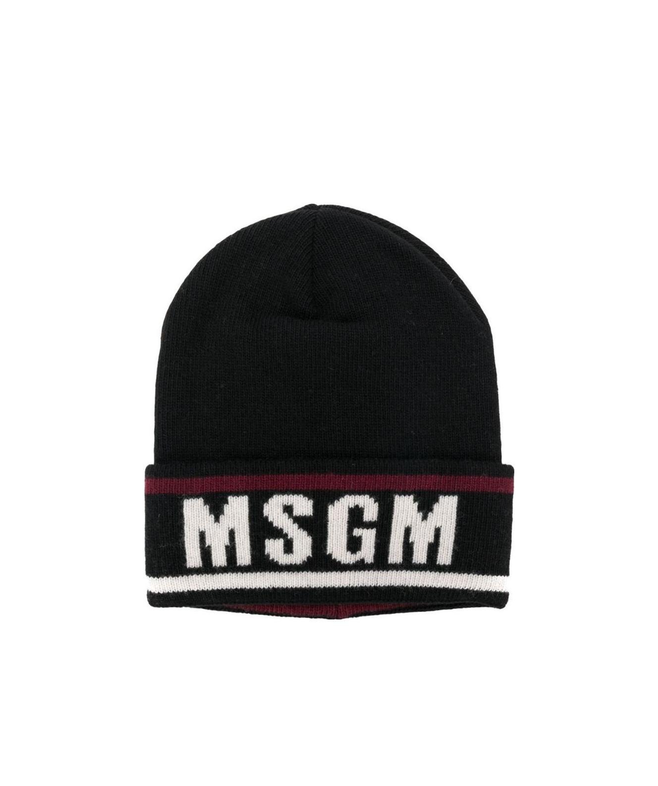 Msgm Logo Knitted Cold Cap In Black