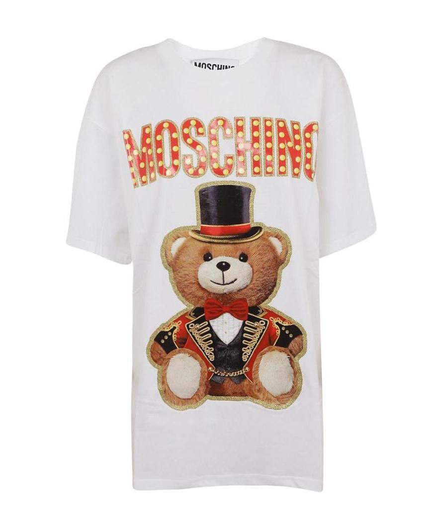 Moschino Oversize Teddy Bear Printed T-shirt In Gray