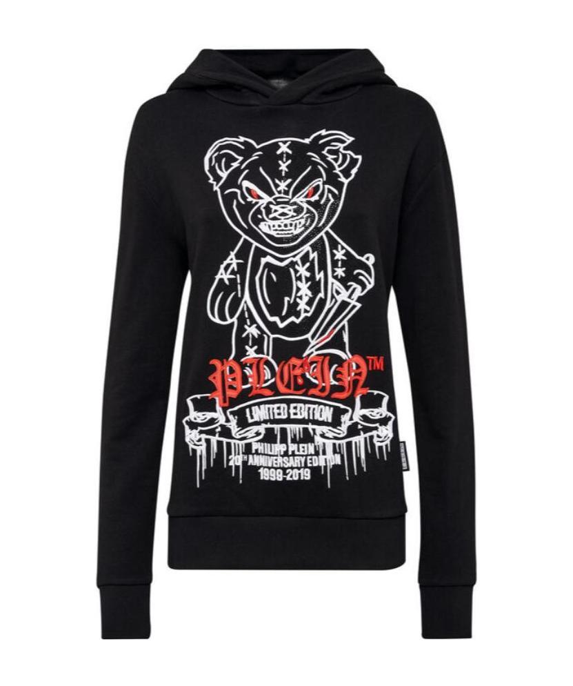 Philipp Plein Logo Details Hooded Hoodie In Black