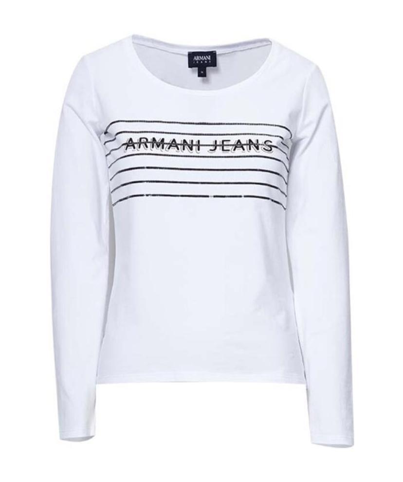 Shop Armani Jeans Printed Logo T-shirt In White