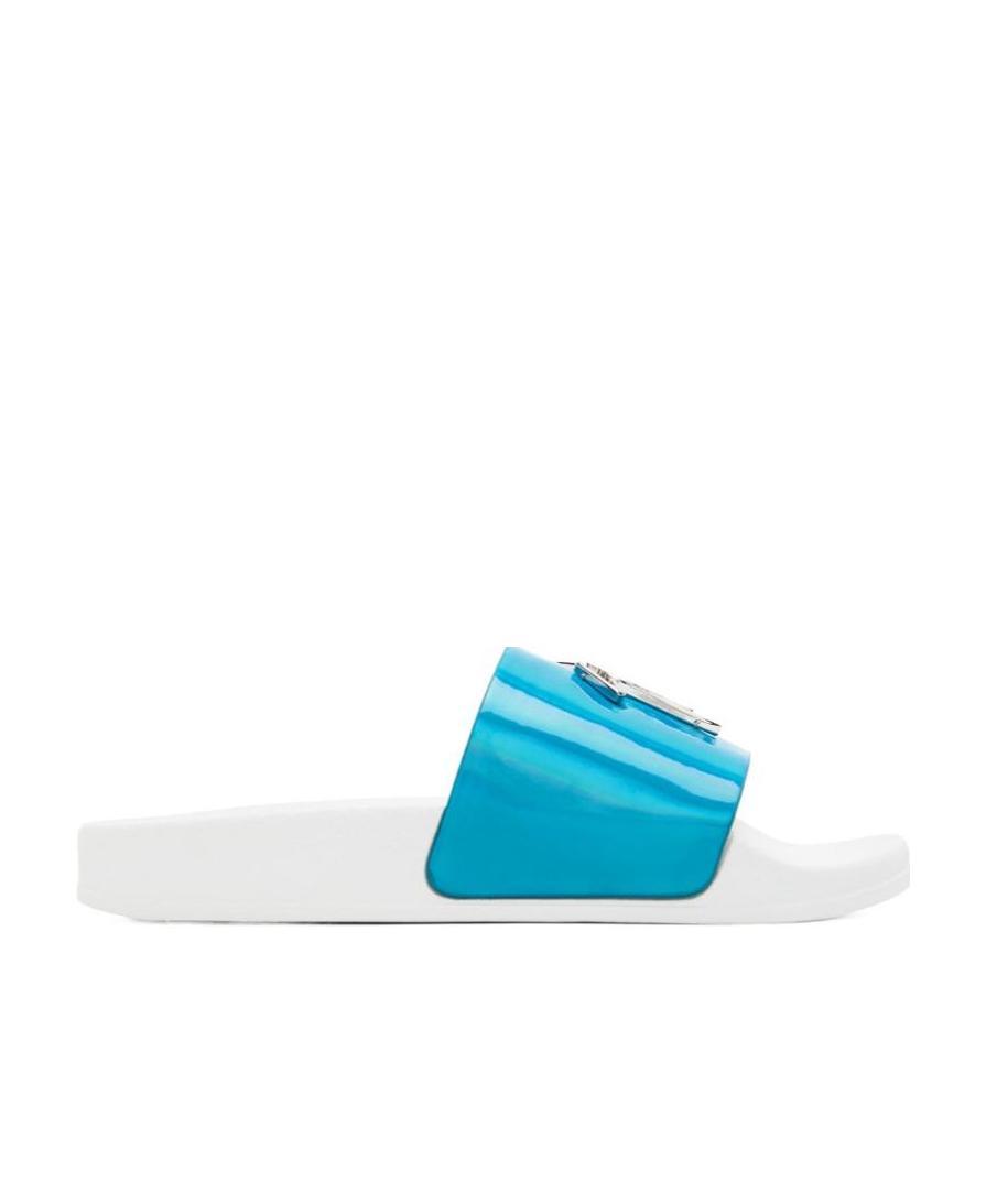 Giuseppe Zanotti Blue & White New Laburela Pool Slides In Blue