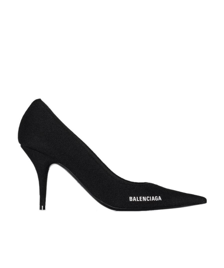 Balenciaga Logo Pointed High Heels In Black