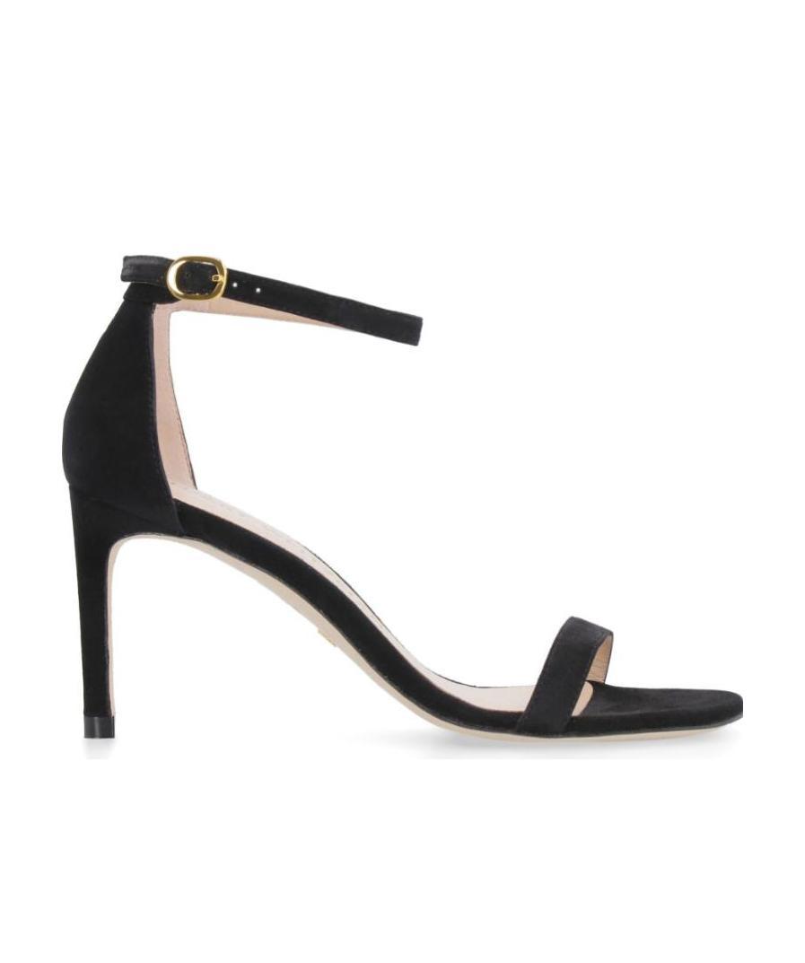 Stuart Weitzman Nunaked Suede Sandals In Black