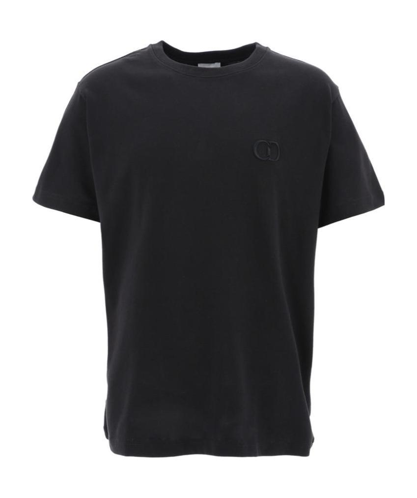 Dior Logo Round Collar Short-sleeved T-shirt In Black