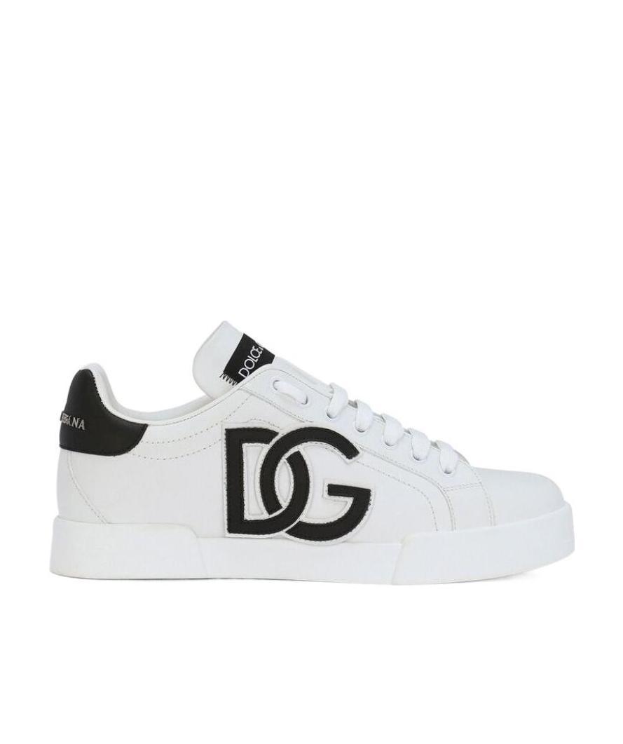 Dolce & Gabbana Dg Logo Patch Leather Sneaker In White