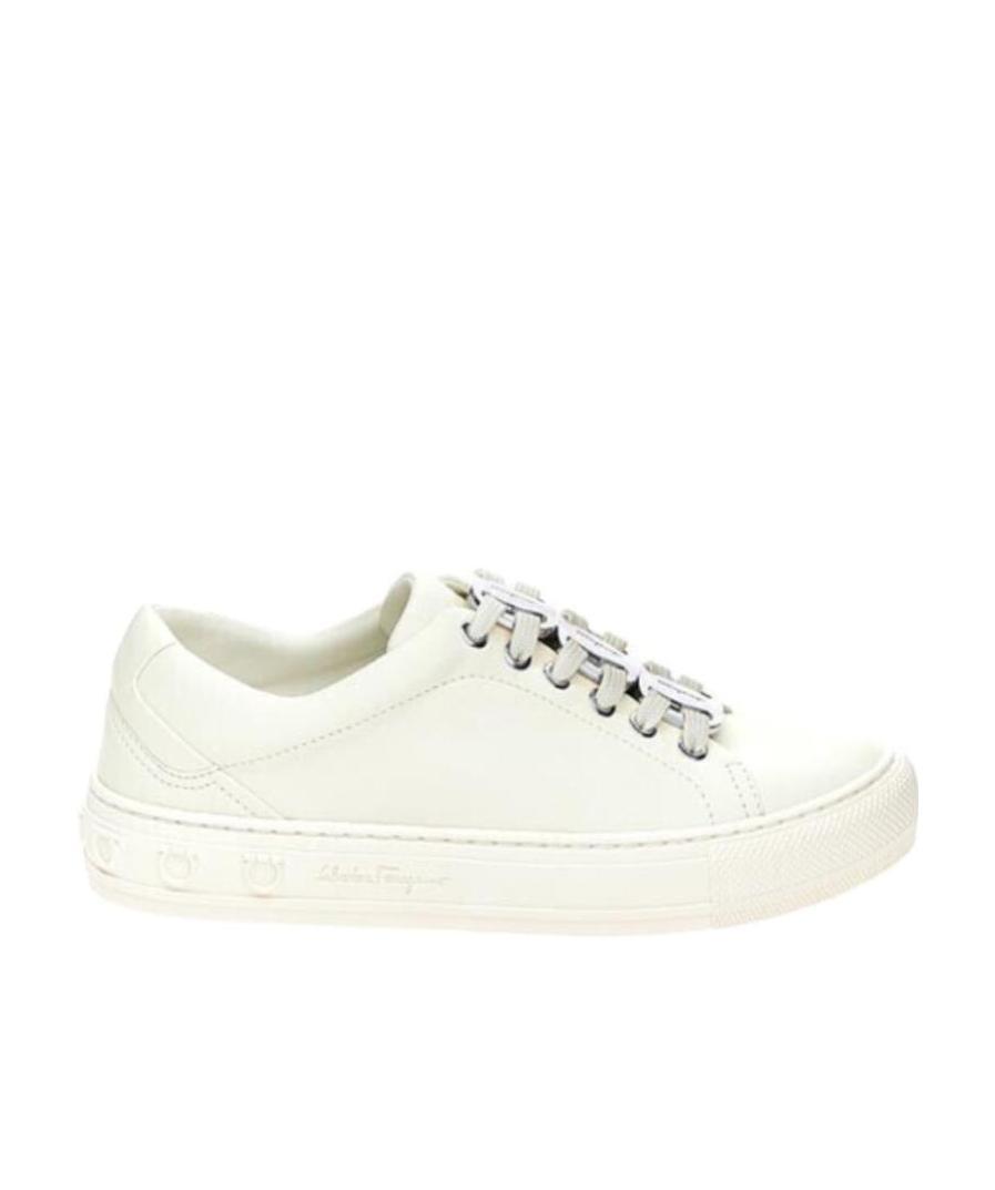 Ferragamo Nadine Lace-up Leather Trainers In White