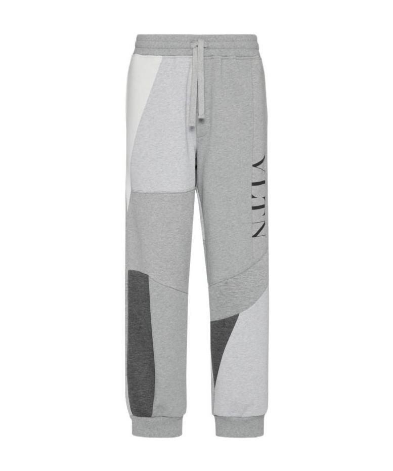 Valentino Vltn Logo-print Patchwork Track Pants In Gray