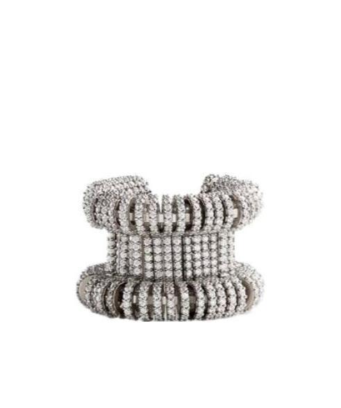 Bottega Veneta Cubic Zirconia Brass Ring In Gray