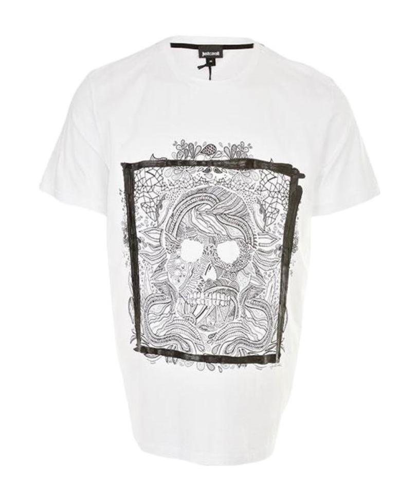 Just Cavalli Pattern Printed Short-sleeved T-shirt In White