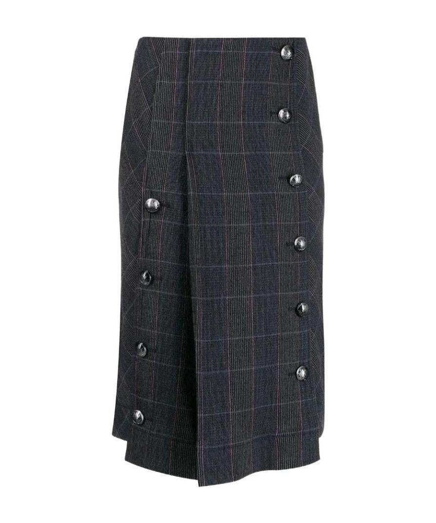 Chloé Checked Pleated Skirt In Black