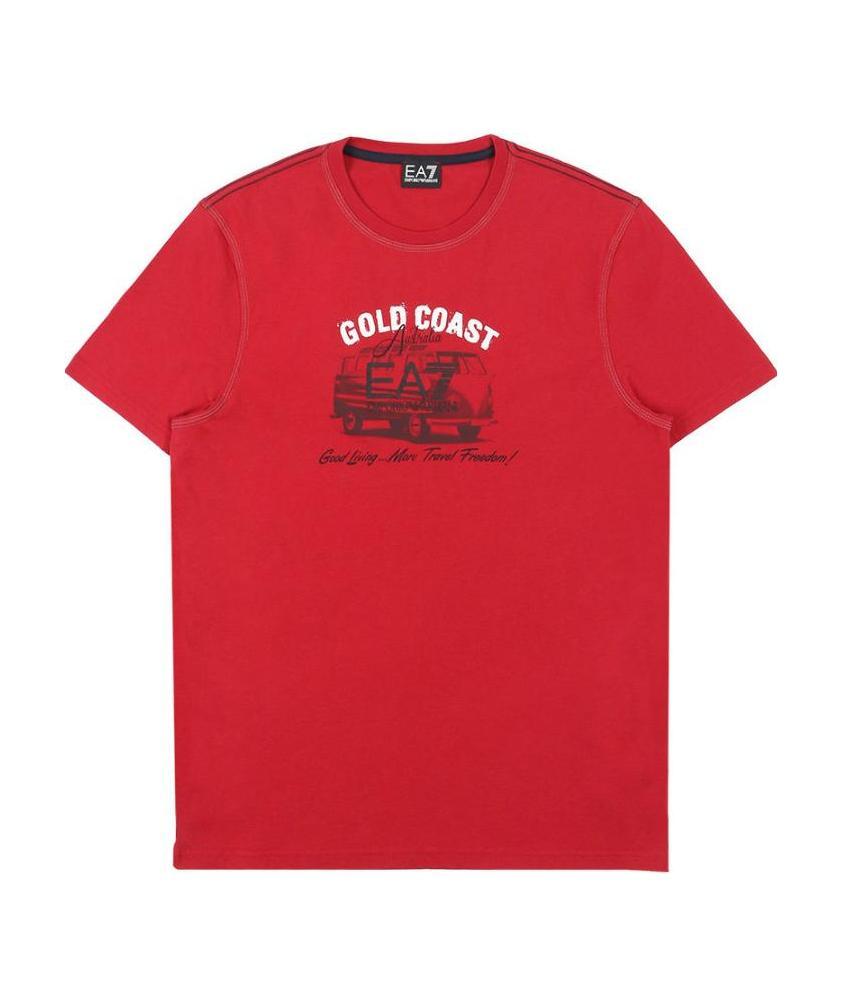 Ea7 Logo T-shirt With Round Neck In Red
