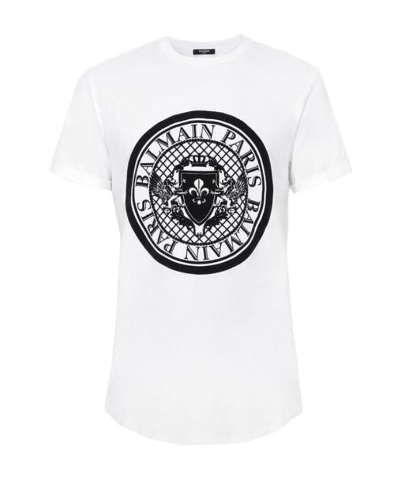 Balmain White Cotton T-shirt With Maxi Logo Print In White